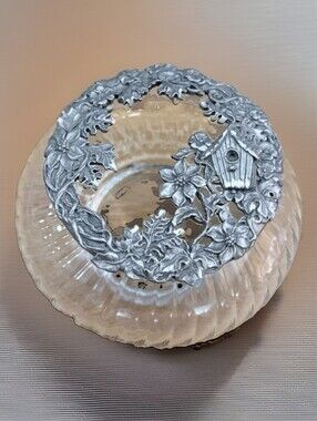 Vintage Collectible Rawcliffe Pewter Trinket or Potpourri Jar BirdHouse 1995 3"T